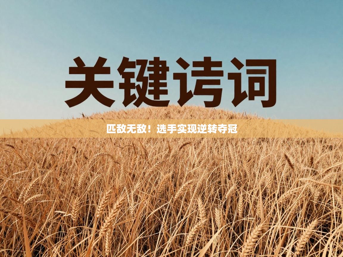 匹敌无敌！选手实现逆转夺冠